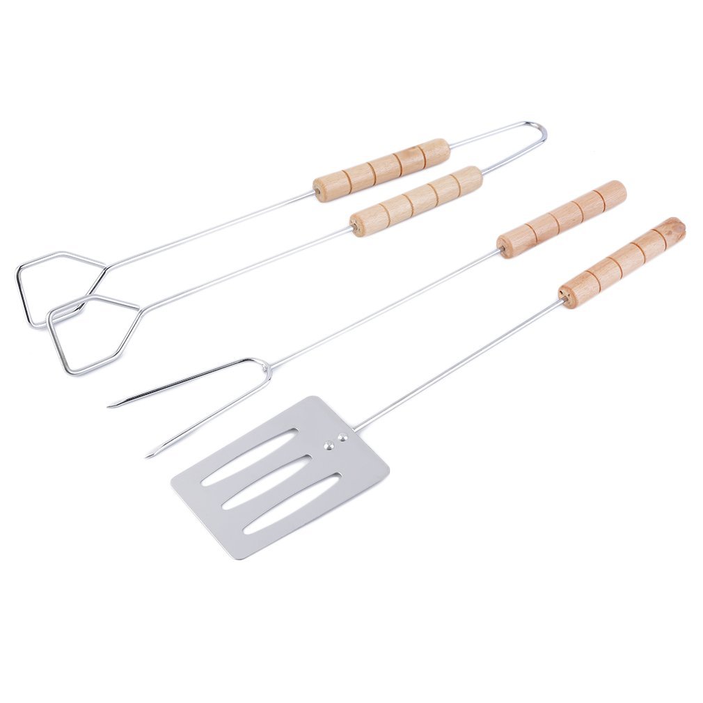 Stainless Steel Wooden Handle Barbecue Clip Barbecue Fork Barbecue Spatula Barbecue Tool Set