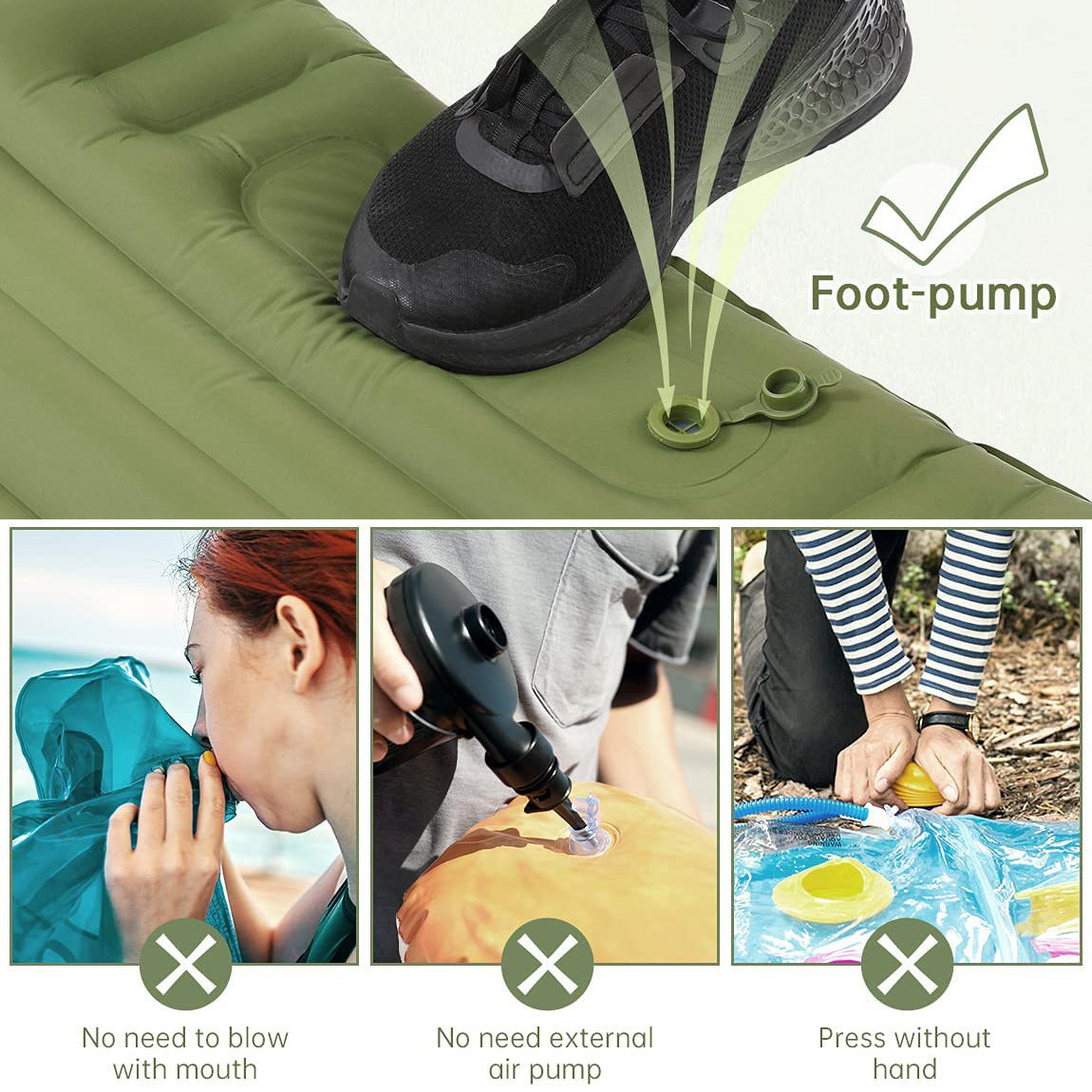 Outdoor Camping Airbed 40D Nylon Foot Airbed Mat