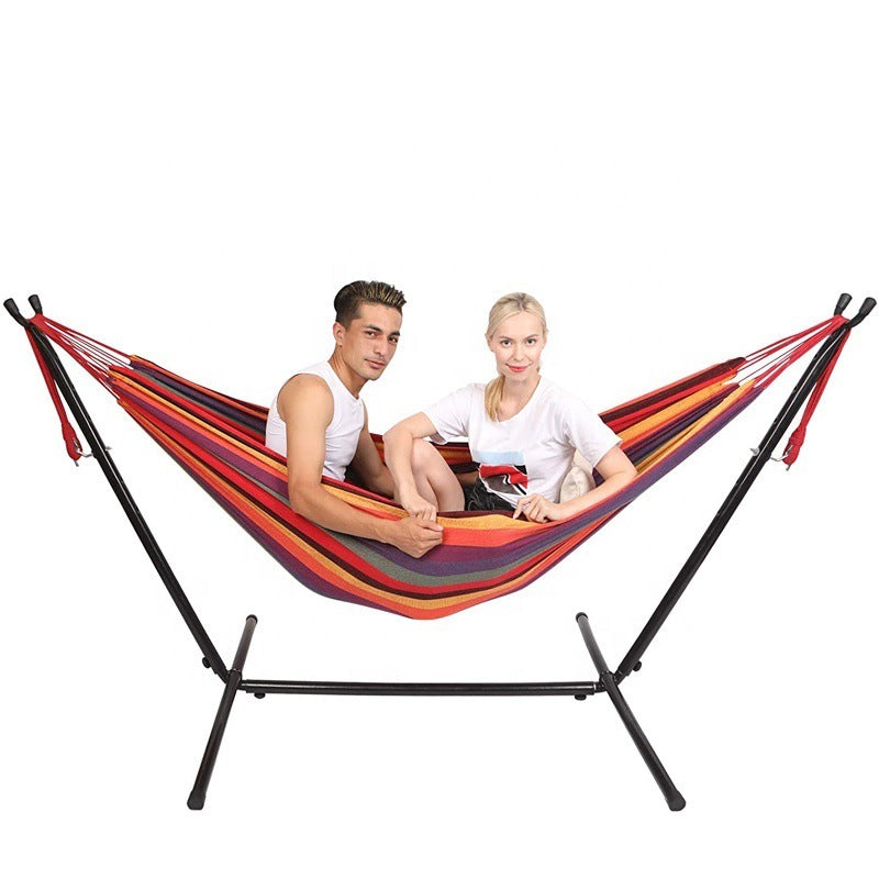 Outdoor Camping Double Iron Shelf Indoor Household Horn Hammock