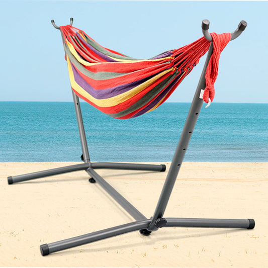 Outdoor Camping Double Iron Shelf Indoor Household Horn Hammock